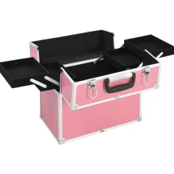 vidaXL Sminklåda 38x23x34 cm rosa aluminium