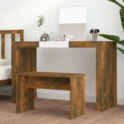 Clearance vidaXL Sminkpall 70x35x45 cm konstruerat trä Rökfärgad ek