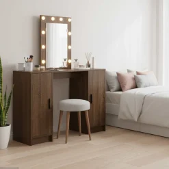 Best vidaXL Smyckebord med lagring Brun 102 x 33 x 135 cm Konstruerat trä brun ek