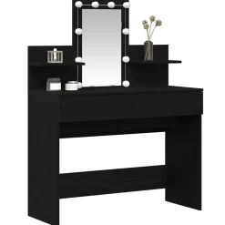 New vidaXL Smyckebord med låda 100 x 40 x 130 cm Konstruerat trä Svart ek