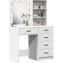 Sale vidaXL Smyckebord med låda 2 pcs 50 x 41 x 135 cm Konstruerat trä Vit