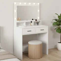 Discount vidaXL Smyckebord med låda 79 x 41 x 135 cm Konstruerat trä Vit