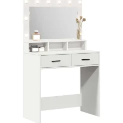 Discount vidaXL Smyckebord med låda 79 x 41 x 135 cm Konstruerat trä Vit
