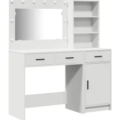 Clearance vidaXL Smyckebord med spegelbelysning 2 pcs Konstruerat trä Vit