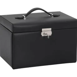 Outlet vidaXL Smyckeskrin 3-lagers med spegel låsbar 26x18x17,5 cm Svart