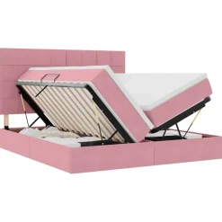 Hot vidaXL Säng med LED-ljusslingor med lagring 180 x 200 cm Sammet Rosa