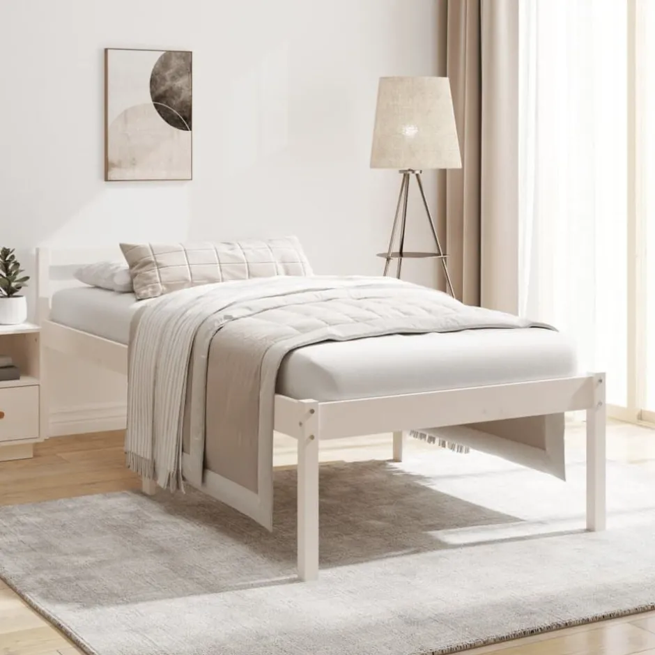 Online vidaXL Säng 75x190 cm massiv furu Vit
