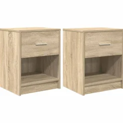 vidaXL Sängbord 2 st med låda sonoma-ek 40x34x50 cm