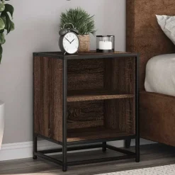 vidaXL Sängbord brun ek 40x31x50 cm konstruerat trä och metall