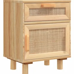 vidaXL Sängbord brun massiv furu och naturlig rotting