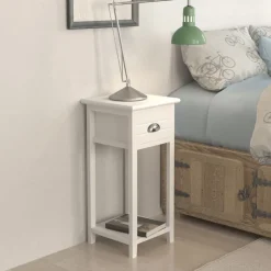 Sale vidaXL Sängbord med 1 låda Vit