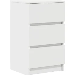 vidaXL Sängbord med 3 lådor vit 39x35x65 cm