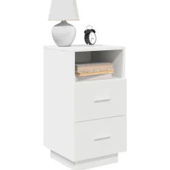 vidaXL Sängbord med 2 lådor vit 36x36x68 cm