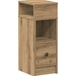 vidaXL Sängbord med låda artisan ek 25x31x66 cm