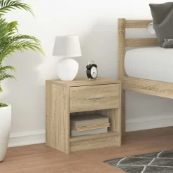 Clearance vidaXL Sängbord med låda sonoma-ek 39x28x41 cm Sonoma ek