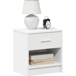 Online vidaXL Sängbord med låda 39x28x41 cm Vit