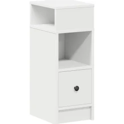 vidaXL Sängbord med låda vit 25x31x66 cm