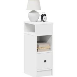 vidaXL Sängbord med låda vit 25x31x66 cm