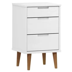 vidaXL Sängbord MOLDE vit 40x35x65 cm massiv furu