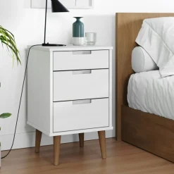 vidaXL Sängbord MOLDE vit 40x35x65 cm massiv furu