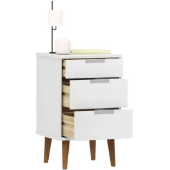 vidaXL Sängbord MOLDE vit 40x35x65 cm massiv furu