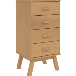 New vidaXL Sängbord OLDEN massiv furu Brun