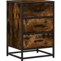 vidaXL Sängbord rökfärgad ek 40x34,5x60 cm konstruerat trä och metall