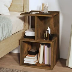 vidaXL Sängbord rökfärgad ek 35x35x55 cm konstruerat trä