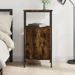 vidaXL Sängbord rökfärgad ek 41x31x80 cm konstruerat trä
