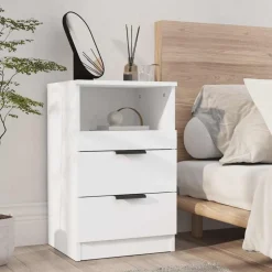 Hot vidaXL Sängbord konstruerat trä Vit