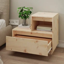 vidaXL Sängbord 60x34x51 cm massiv furu