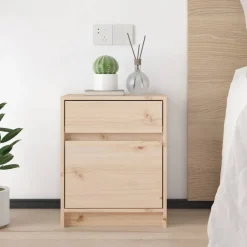 Discount vidaXL Sängbord 40x31x50 cm massiv furu Naturfärg