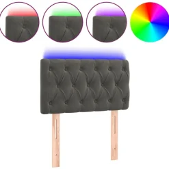 Online vidaXL Sänggavel LED 80x7x78/88 cm sammet Mörkgrå
