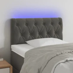Online vidaXL Sänggavel LED 80x7x78/88 cm sammet Mörkgrå