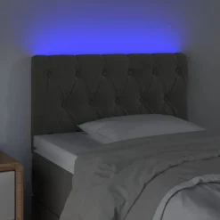 Online vidaXL Sänggavel LED 80x7x78/88 cm sammet Mörkgrå
