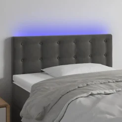 Outlet vidaXL Sänggavel LED 80x5x78/88 cm sammet Mörkgrå