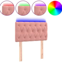 vidaXL Sänggavel LED rosa 80x7x78/88 cm sammet