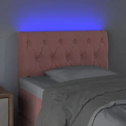 vidaXL Sänggavel LED rosa 80x7x78/88 cm sammet