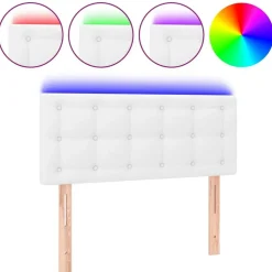 vidaXL Sänggavel LED vit 80x5x78/88 cm konstläder