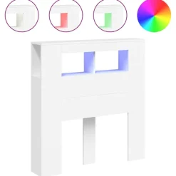 vidaXL Sänggavel LED vit 100x18,5x103,5 cm konstruerat trä