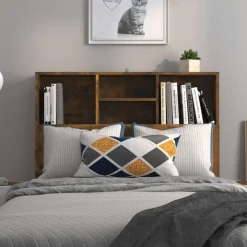 vidaXL Sänggavel med förvaring rökfärgad ek 100x19x103,5 cm
