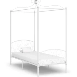 vidaXL Sänghimmel utan madrass vit metall 90x200 cm