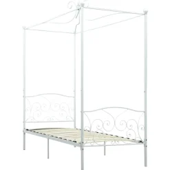 vidaXL Sänghimmel utan madrass vit metall 90x200 cm