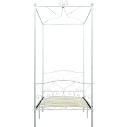 vidaXL Sänghimmel utan madrass vit metall 90x200 cm