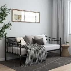 Hot vidaXL Sängram bäddsoffa metall 90x200 cm Svart