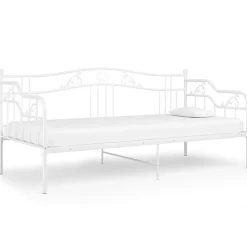 vidaXL Sängram bäddsoffa vit metall 90x200 cm