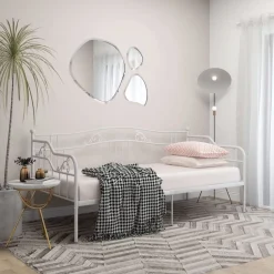 vidaXL Sängram bäddsoffa vit metall 90x200 cm