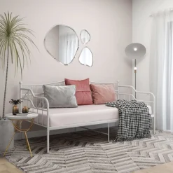 vidaXL Sängram bäddsoffa vit metall 90x200 cm