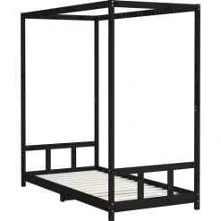 vidaXL Sängram för barn svart 90x190 cm massiv furu