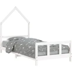 vidaXL Sängram för barn vit 90x190 cm massiv furu